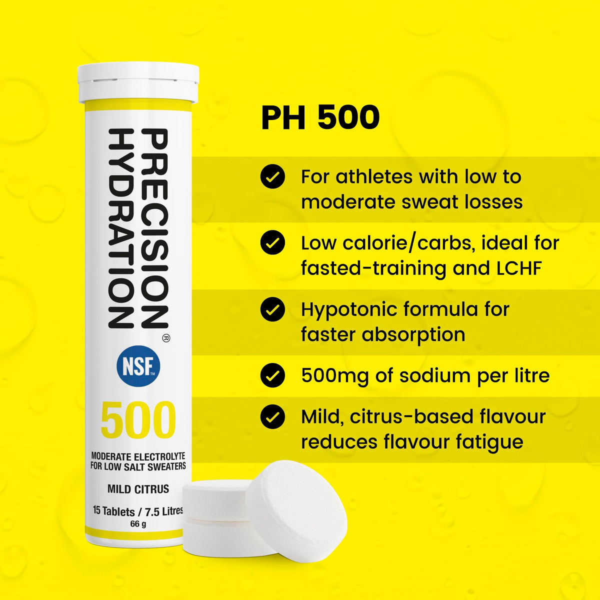 Precision Hydration Electrolyte Tablets - Multi Strength Effervescent Hydration Tablets - Combats Cramp - Low Calorie, Gluten Free, Vegan/Vegetarian Friendly (1 Tube, 1500mg/L - Purple Tube)