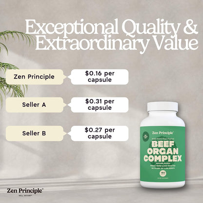 Zen Principle Grass Fed Beef Organs Supplement – Desiccated Liver, Heart, Kidney, Pancreas, Spleen, Intestine & Tripe/Stomach – Grass-Fed & Grass-Finished on the Natural Pastures of New Zealand 2-Pack