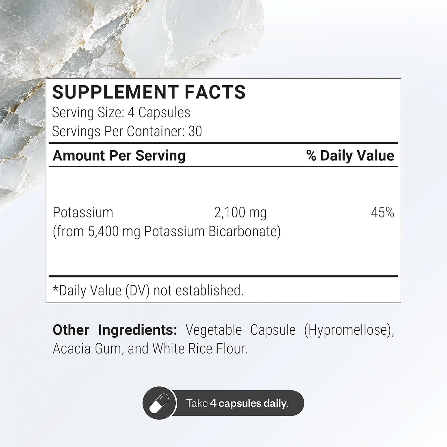 SuperSmart Potassium Bicarbonate (High Dose) - Electrolyte Mineral - pH Acid-Base Balance - Potassium Supplement | Non-GMO & Gluten Free - 120 Vegetarian Capsules