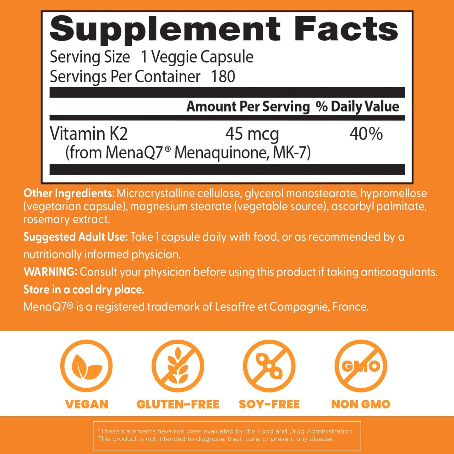 Doctor's Best Natural Vitamin K2 MK7 Supplement for Men & Women - Bone Health Support, 45 mcg Vitamin K-2 MK-7 Capsules with MenaQ7, Calcium Support, Non GMO, Vegan - 60 Veg Caps