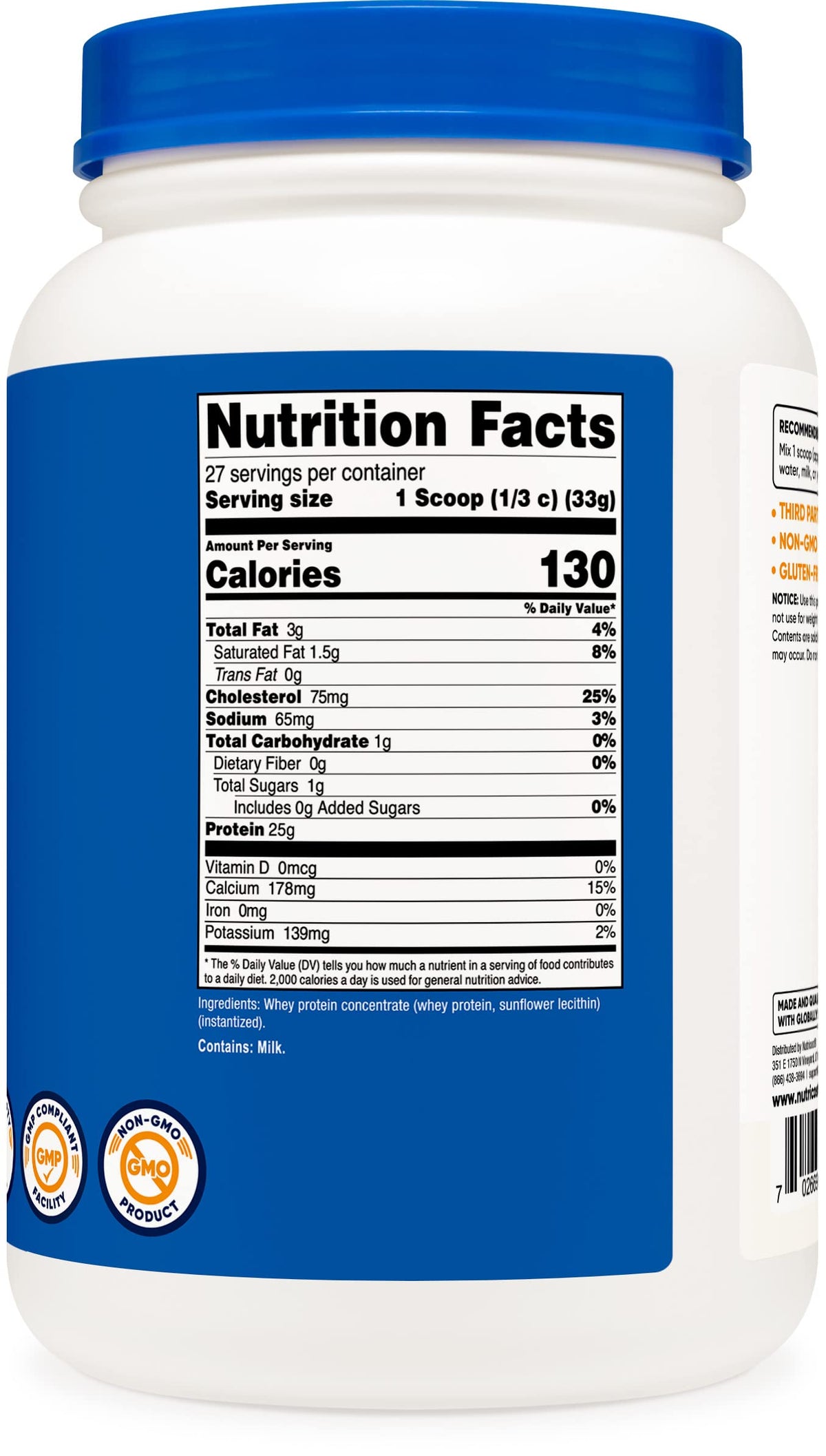 Nutricost Whey Protein Concentrate (Unflavored) 2LBS - Gluten Free & Non-GMO