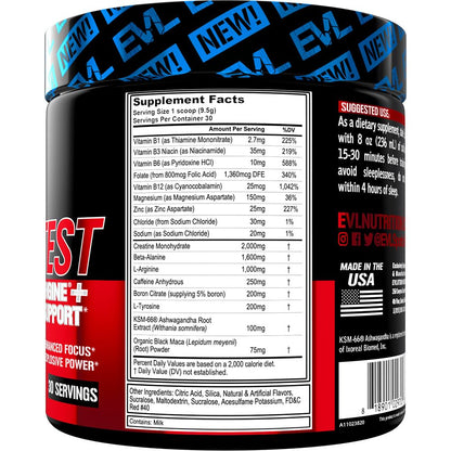 EVL Intense Pre Workout with Creatine - ENGN Energizing Pre Workout for Men Powder Drink for Lasting Energy Focus and Recovery - with Beta Alanine Caffeine and L Theanine - Blue Raz