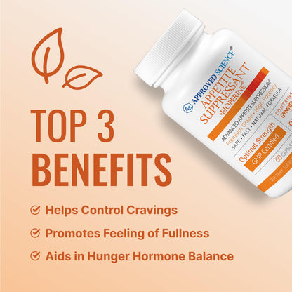 Approved Science® Appetite Suppressant - Gymnema, Chromium, Cayenne Pepper - 180 Capsules - Pack of 1 - Made in The USA