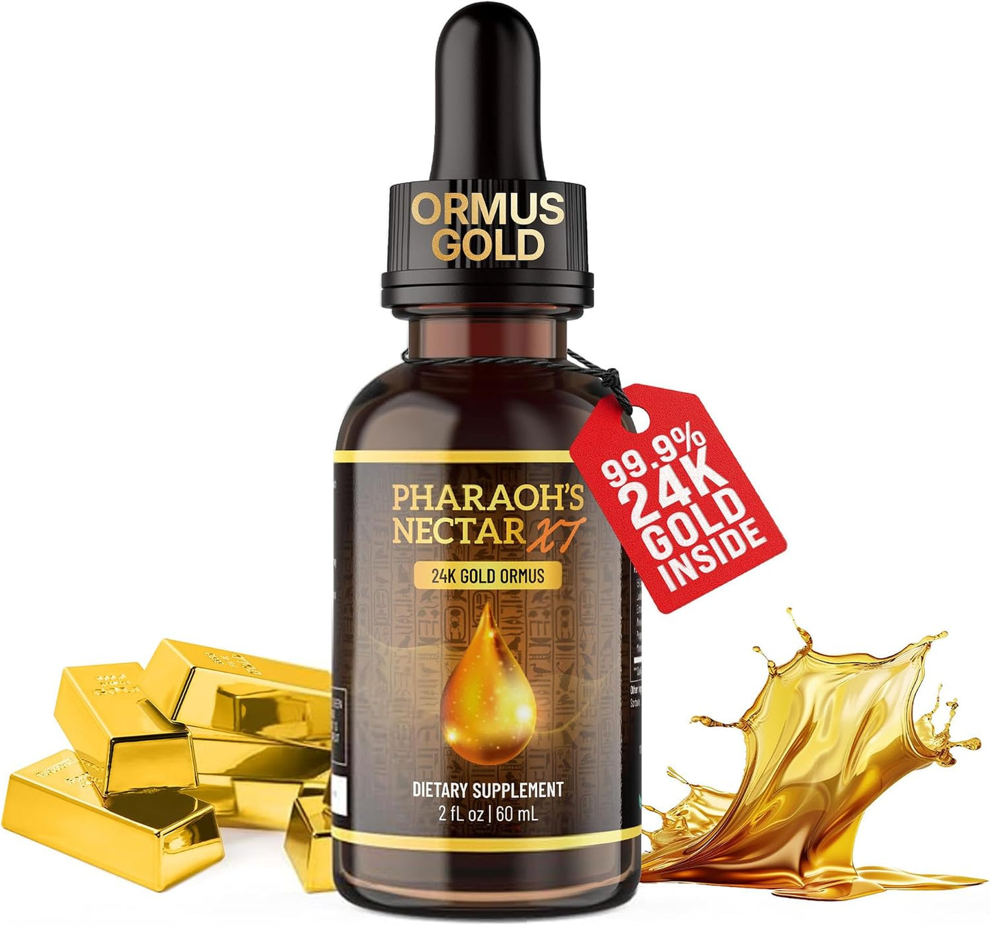Pharaoh's Nectar XT 24K Monoatomic Gold Ormus Liquid | Third Eye Awakening + Vivid Dreaming, Clean Energy + Mental Clarity, Spiritual Supplement, 60mL