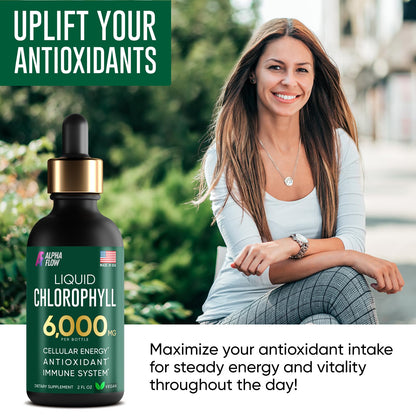 Chlorophyll Liquid Drops 6000 mg - Premium Liquid Chlorophyll Supplement - All-in-One