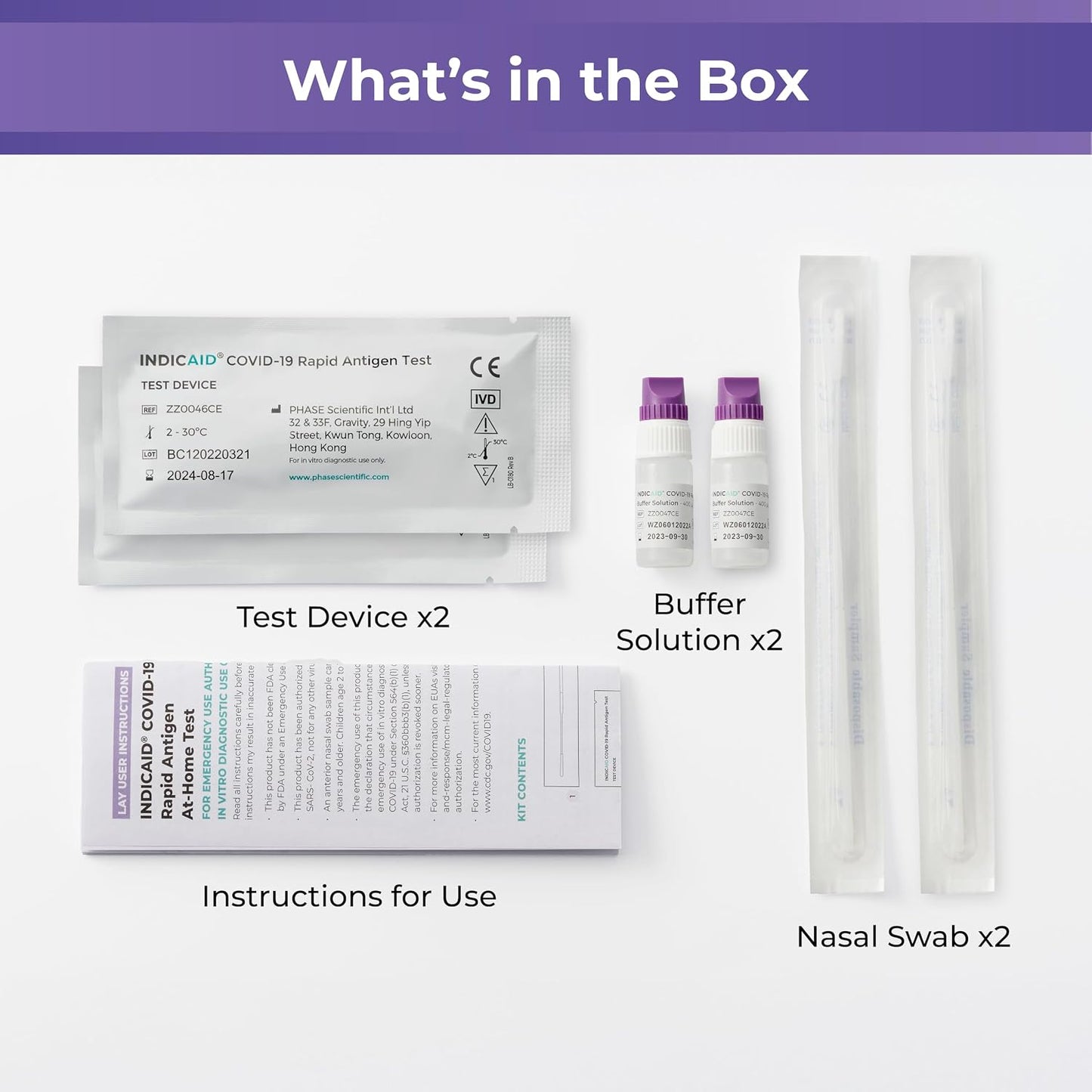 INDICAID COVID-19 Antigen Rapid Test, 6 Tests in 3 Individual Packs, FDA EUA Authorized OTC COVID Home Test, HSA/FSA Eligible, Fast and Easy to Use