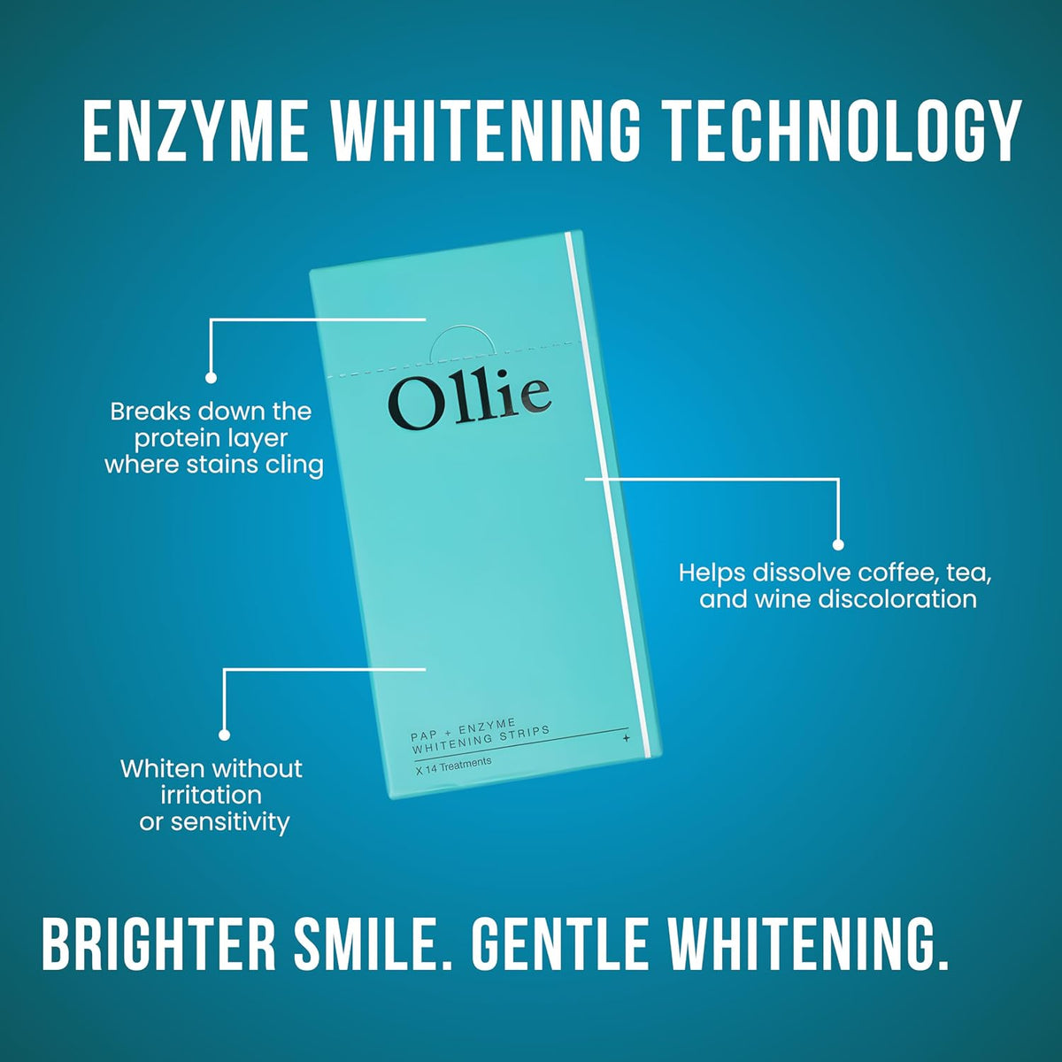 Ollie Enzy-Strips Teeth Whitening Strips, Peroxide Free, 28 Count