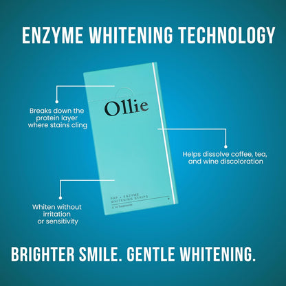Ollie Enzy-Strips Teeth Whitening Strips, Peroxide Free, 28 Count