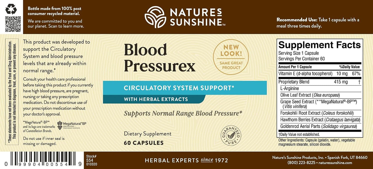 Nature's Sunshine Blood Pressurex 60 Capsules