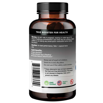 TRUEMED Activated Charcoal - 1200 mg - 60 Capsules - from Organic Coconut Shells