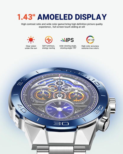 SOUYIE Smart Watch for Men Answer/Make Call 1.43" AMOLED 24H Health Monitor