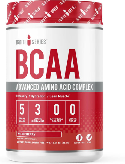 Complete Nutrition Ignite Series BCAA Advanced Amino Acid Complex, Supports Muscle Recovery, Hydration & Growth, 5g BCAA, 3g Glutamine, 13 oz Tub (30 Servings)