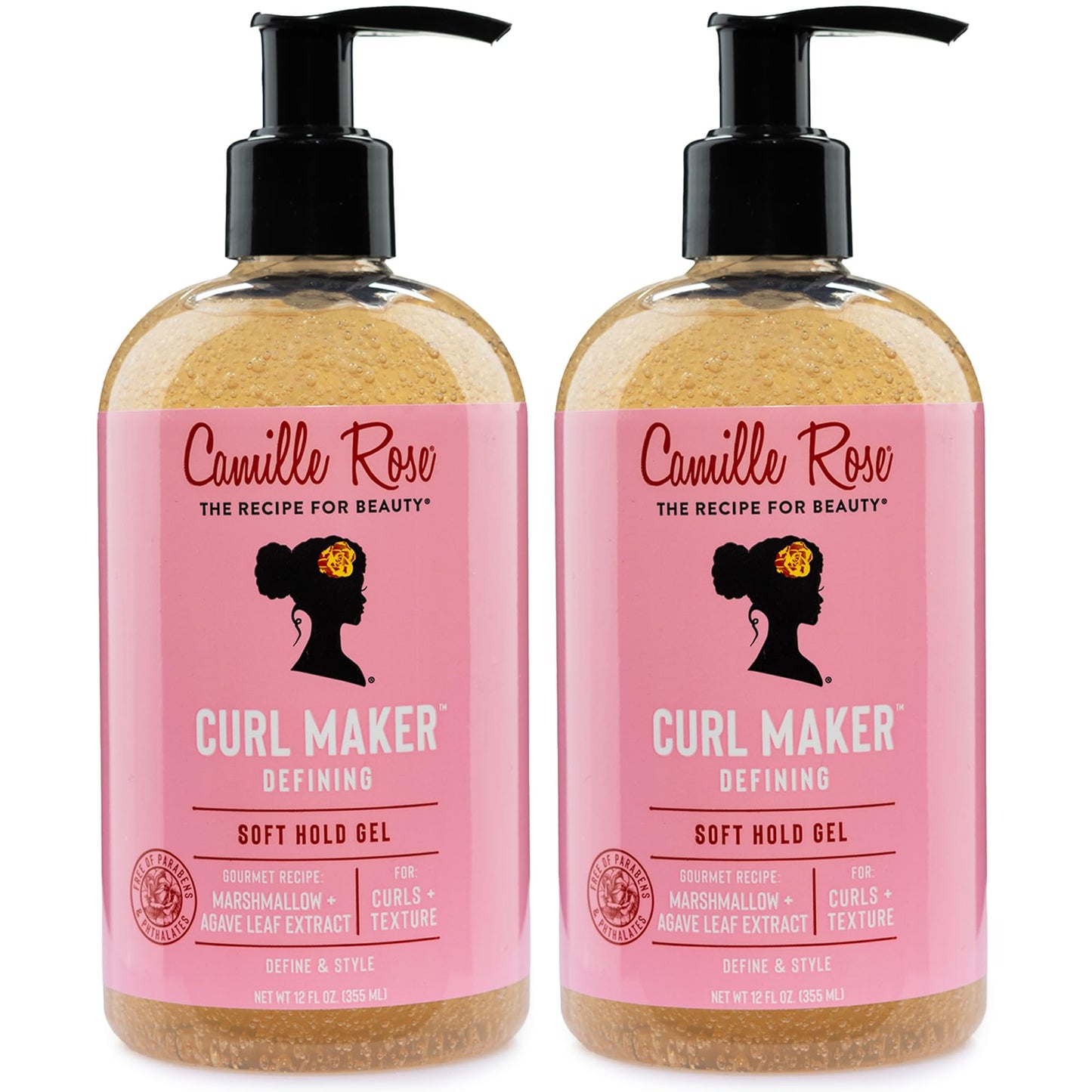 Camille Rose Curl Maker Defining Gel, Soft Hold – Textured, Curly Hair Moisture, Detangler, Frizz Control with Nourishing Botanicals, 12 Fl Oz