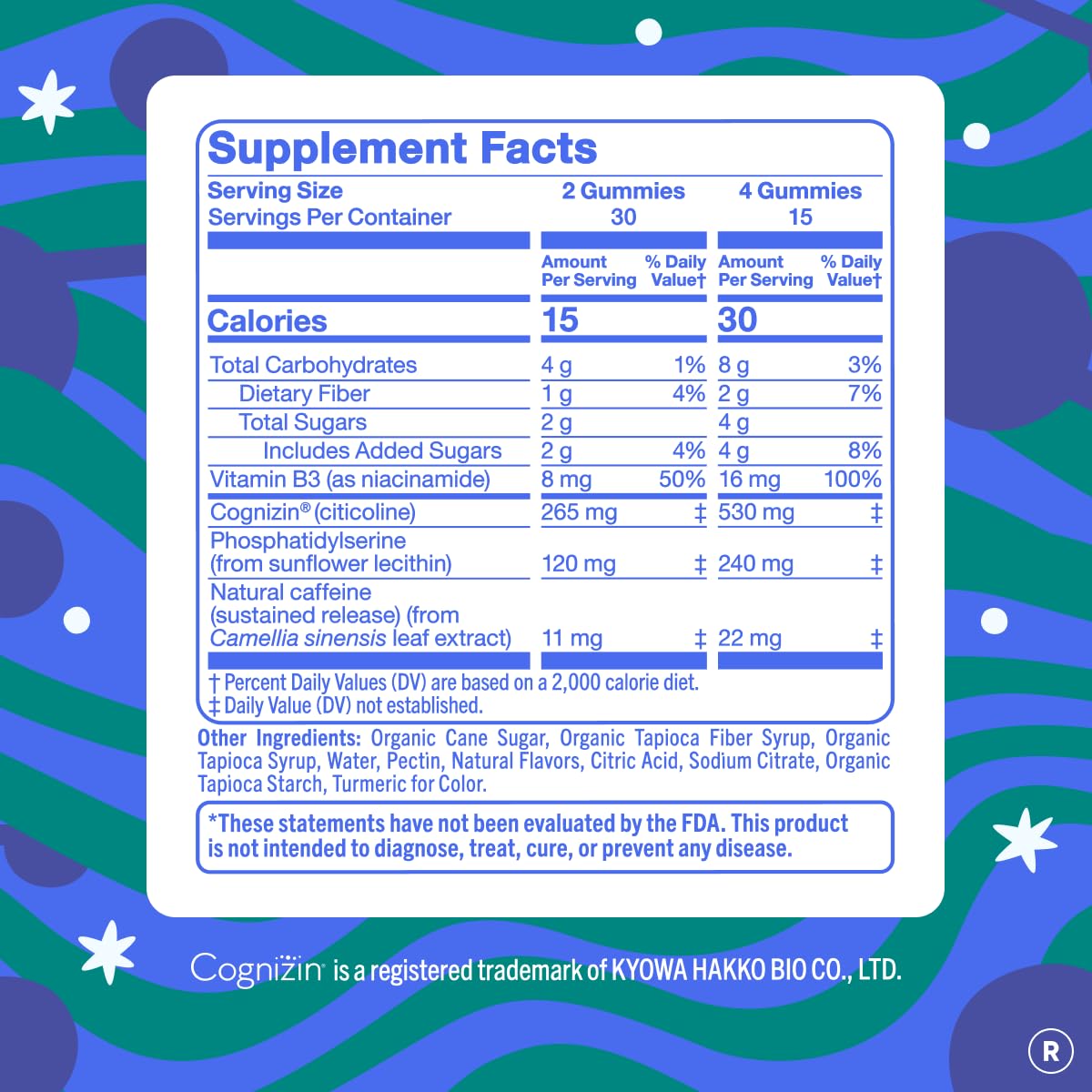 Teen Focus Gummies with Cognizin Citicoline, PS & Vitamin B3 for Ages 13-18