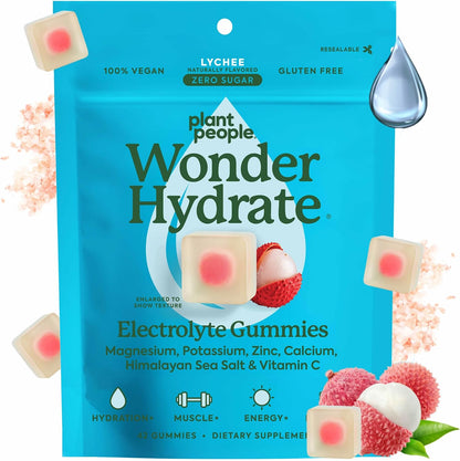 Plant People WonderHydrate Sugar Free Electrolyte Gummies, Lychee (42 Ct)