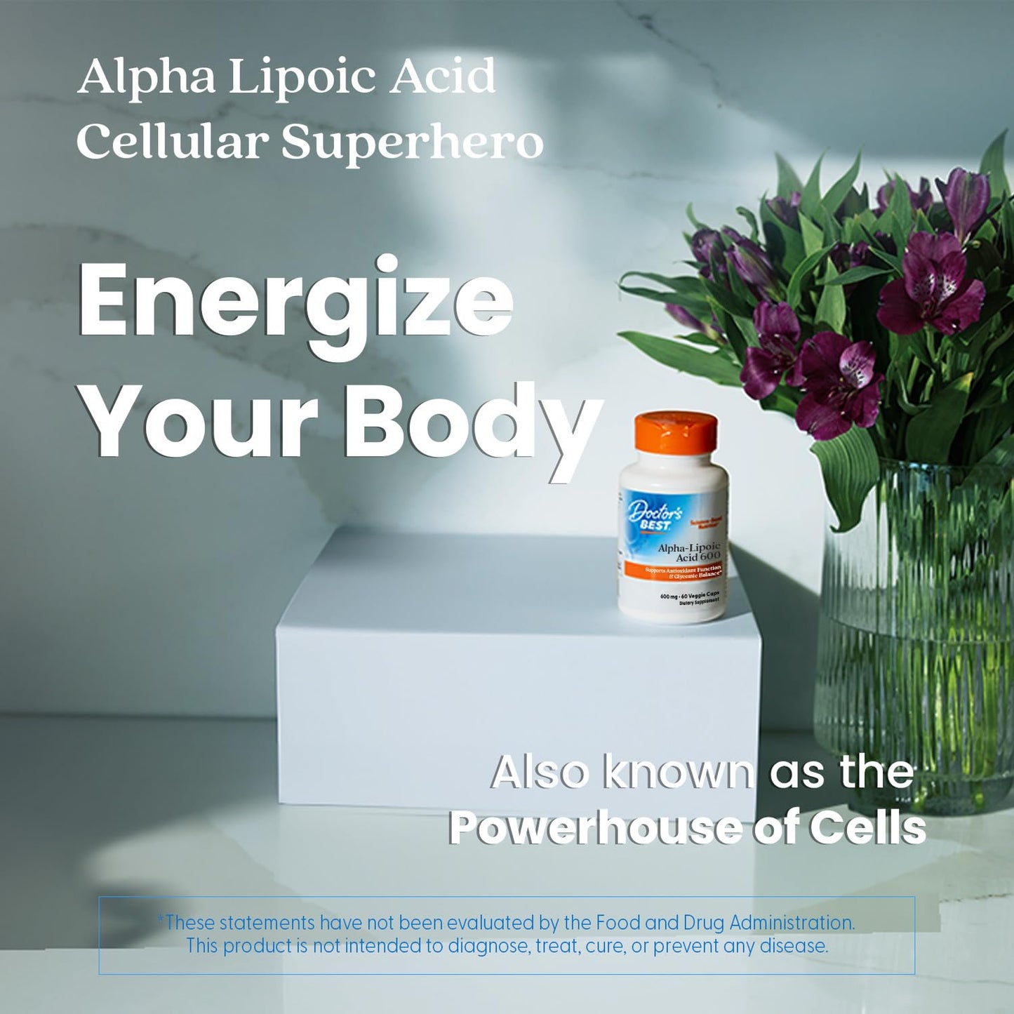 Doctor's Best Alpha Lipoic Acid Supplement 600mg - Alpha-Lipoic Acid Caps for Men & Women, ALA Antioxidant Support for Nerve Health, Aids in Cellular Function, Non GMO, Gluten Free - 60 Veg Capsules