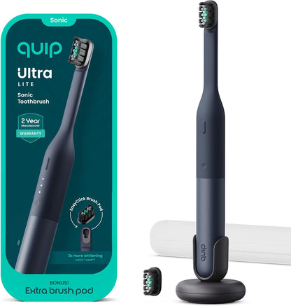 Quip Ultra Lite Sonic Electric Toothbrush, 3 Modes, Mirror Mount, Ash