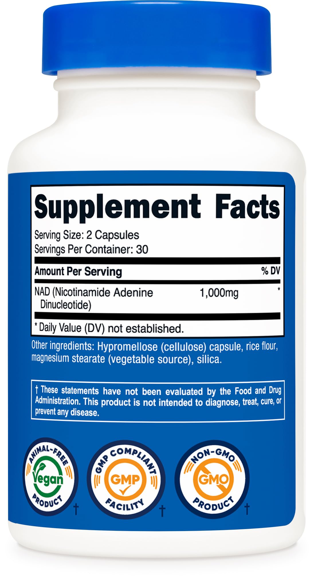 Nutricost NAD+ Supplement 1,000mg per Serving, 120 Capsules, 60 Servings | Nicotinamide Adenine Dinucleotide, Gluten-Free, Vegan