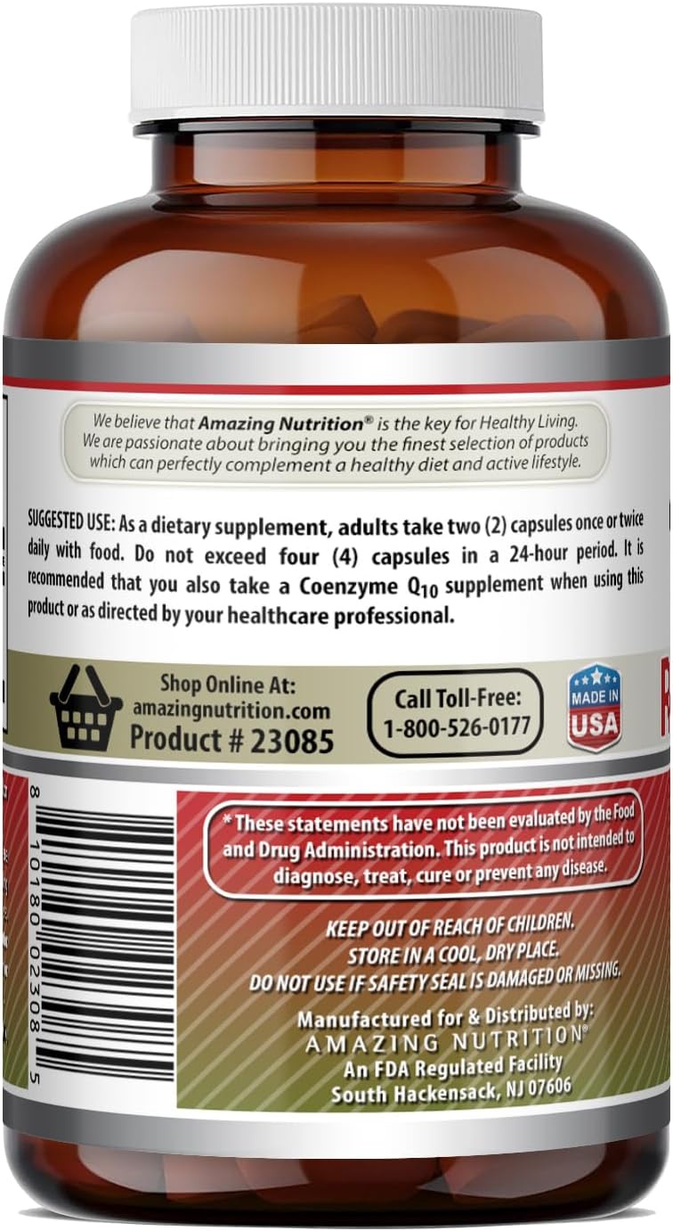 Amazing Formulas Red Yeast Rice 1200mg Per Serving Capsules Supplement | Non-GMO | Gluten Free | Made in USA (1 Pack, 120 Count)