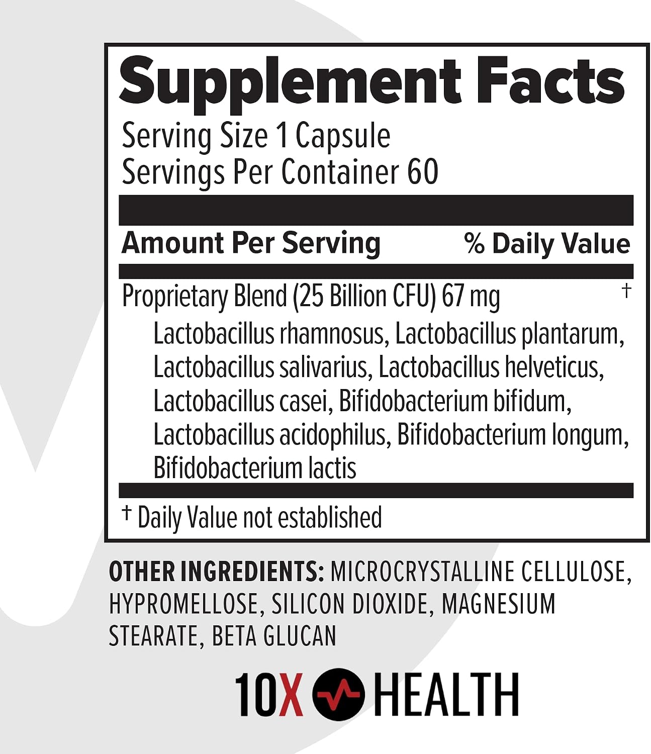10X Health Probiotics for Men - 60 Capsules Immune Support Supplement & Probiotics for Digestive Health with Lactobacillus Rhamnosus, Acidophilus & Bifidobacterium Probiotic for Gut Health