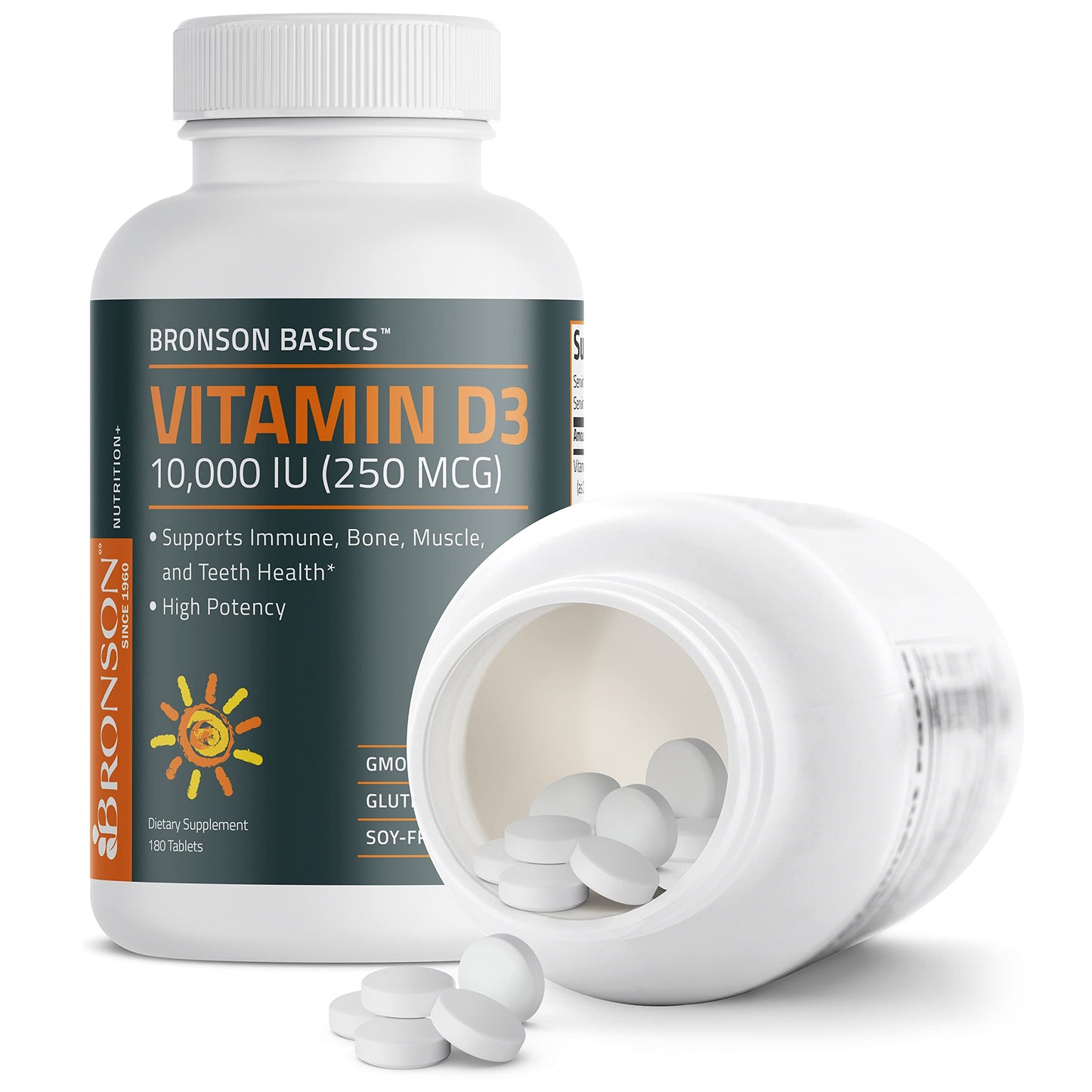 Bronson Vitamin D3 10,000iu (250mcg) Healthy Muscle Function and Immune Support, Non-GMO, 360 Tablets