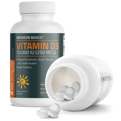 Bronson Vitamin D3 10,000iu (250mcg) Healthy Muscle Function and Immune Support, Non-GMO, 360 Tablets