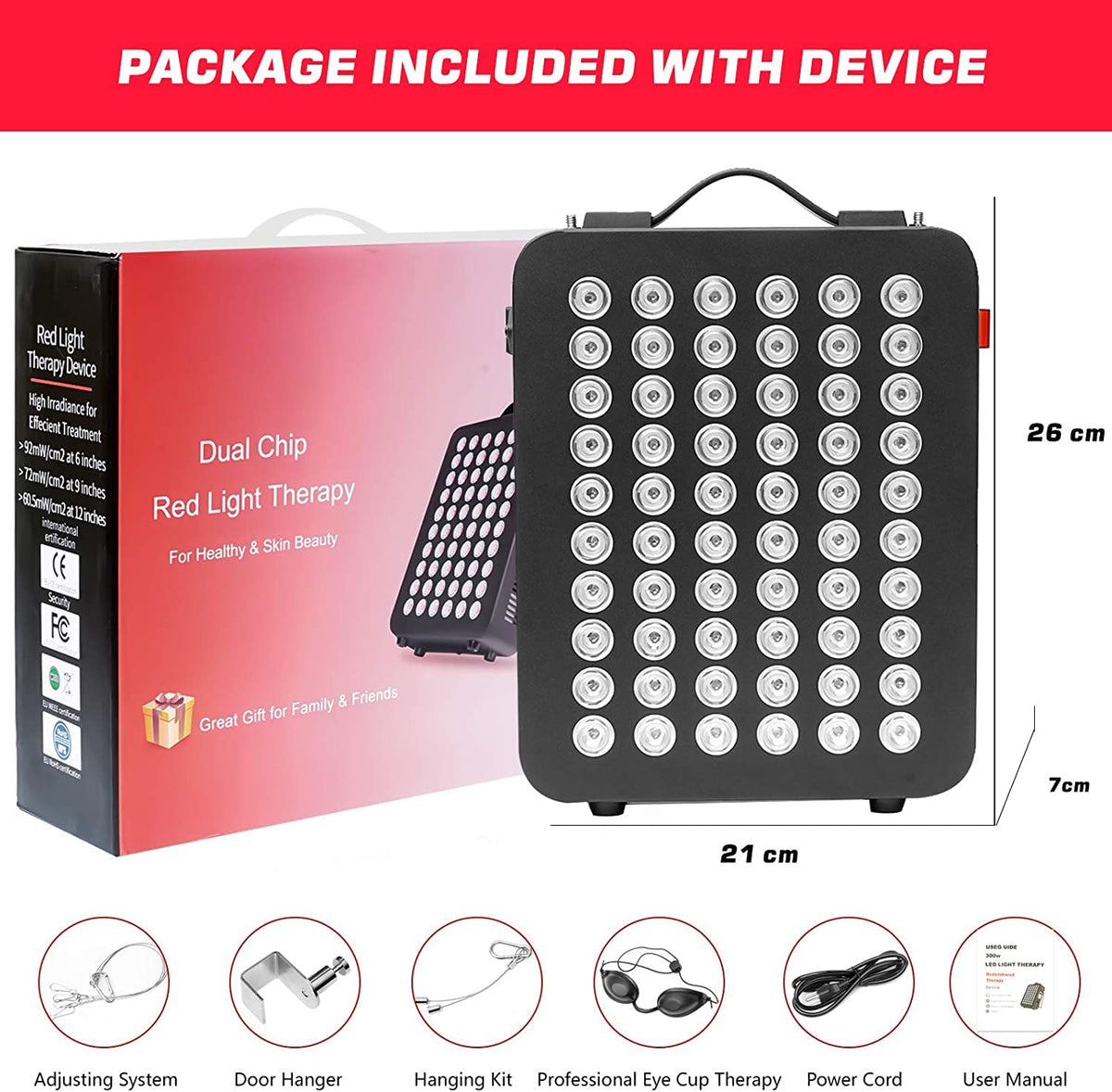 Red Light Therapy Device - Near Infrared Light Therapy with Timer, 60 Clinical Grade LEDs