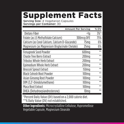 Livingood Daily Women’s Hormone Support Supplement, Estrogen Balance with Fenugreek, Black Cohosh, Chasteberry, DIM, Natural PMS & Menopause Support, Non GMO, Gluten Free, Vegetarian Capsules, 120 Ct