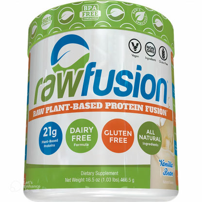 Rawfusion- Vegan Protein Powder, Vanilla Bean - 21g of Plant Based Protein, Low Net 