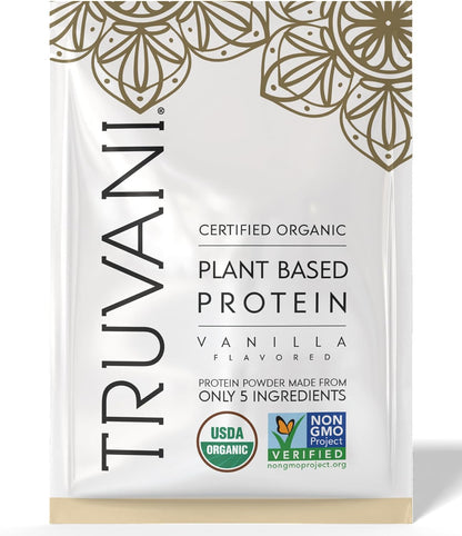 Truvani Organic Plant Based Protein Powder | Vanilla | 1 Serving | Vegan | 20g Pea Protein | Keto | Gluten & Dairy Free | Low Carb | No Added Sugar