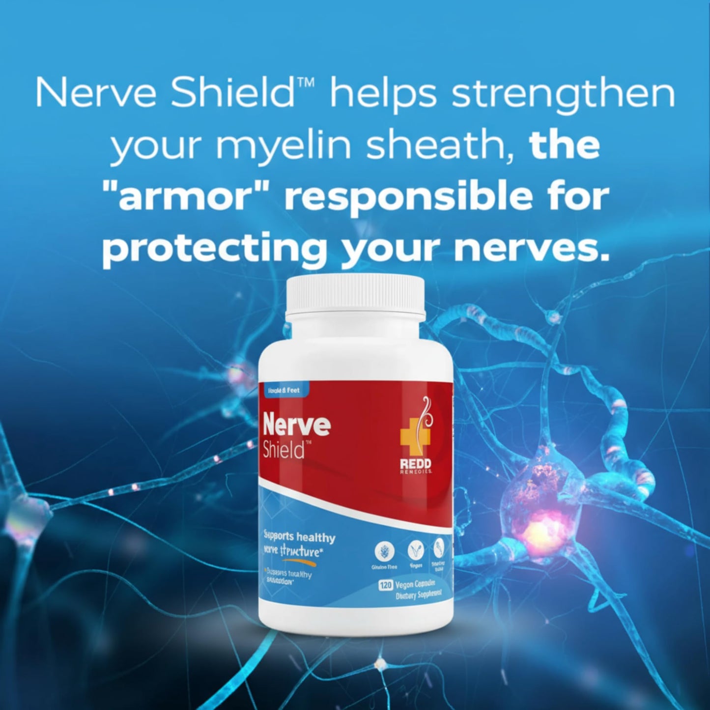Redd Remedies, Nerve Shield, Supports Healthy Nerve Structure and Circulation, 60 Vegan Capsules