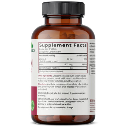 Futurebiotics Collagen Peptides with Biotin & Vitamin C Complex 3-in-1 Formula - for Hair, Skin & Nails Support, Non-GMO, 90 Tablets