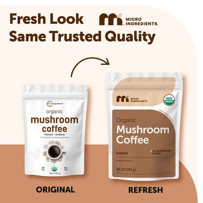 Micro Ingredients Organic Instant 10 in 1 Mushroom Coffee Powder, 28 Ounce (317 Servings) | Premium Arabica Coffee with Lion’s Mane, Chaga, Reishi & More