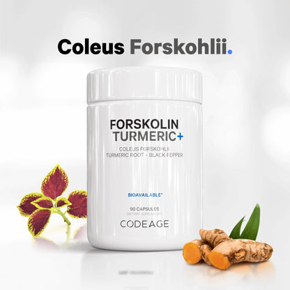 Codeage Forskolin, Pure Forskolin Coleus + Organic Turmeric Root Powder, 95% Curcumins
