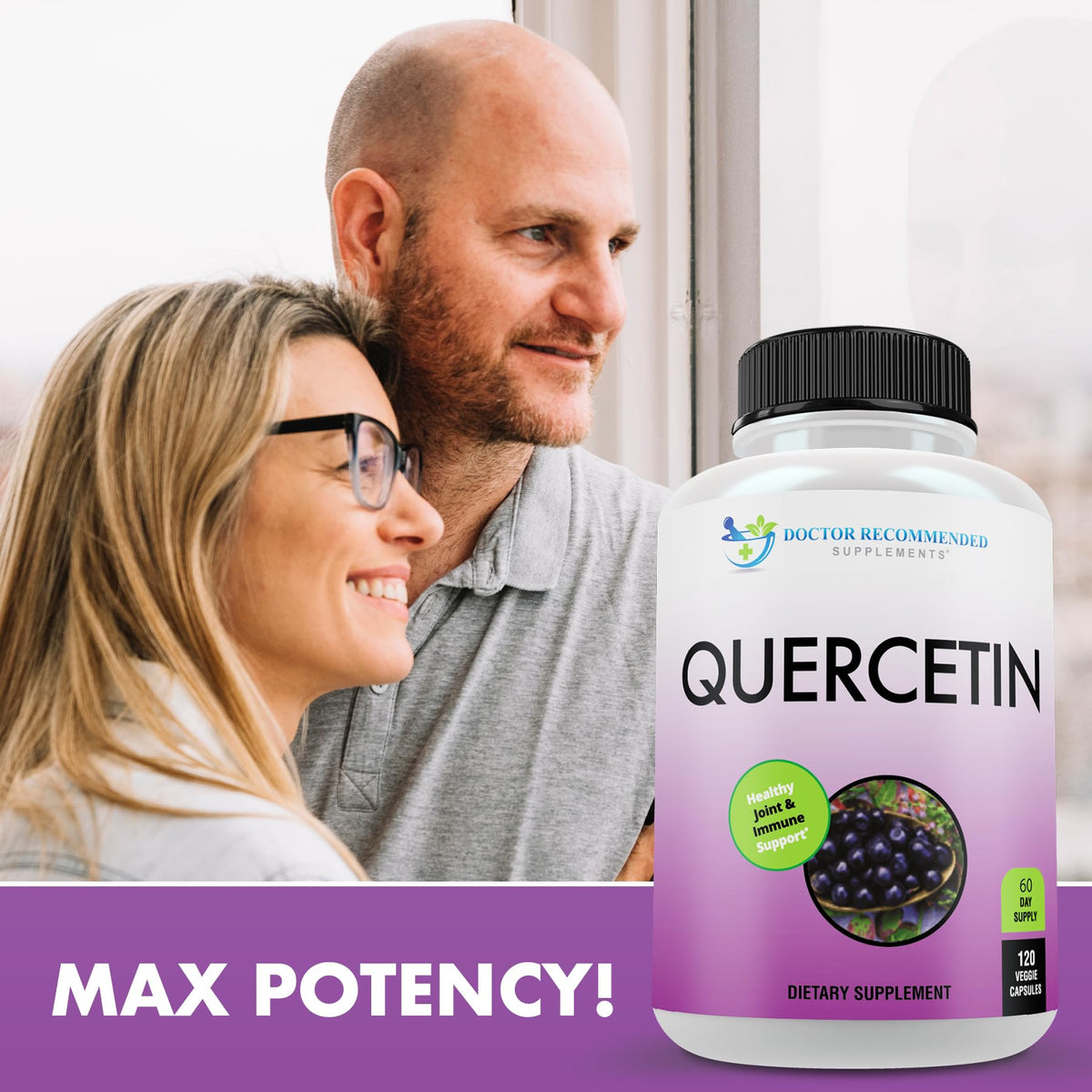 DOCTOR RECOMMENDED SUPPLEMENTS Quercetin 1000mg Per Serving - 120 Veggie Capsules, Vitamin Supplement, 60 Day Supply, (Vegan and Non-GMO)
