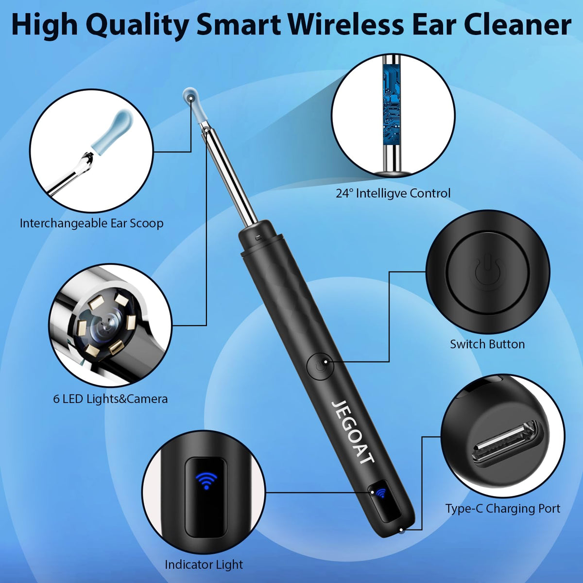 Ear Wax Removal Tool Camera, Ear Cleaner with Camera, Ear Cleaning Kit 1296P HD Ear