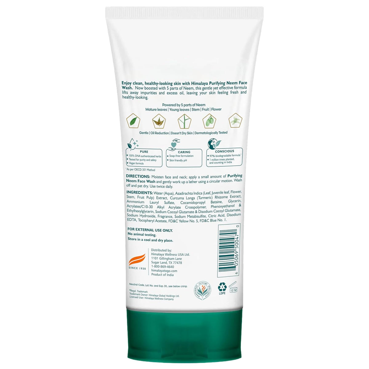 Himalaya Purifying Neem Face Wash With Neem & Turmeric, 5.07 oz, 2 Pack