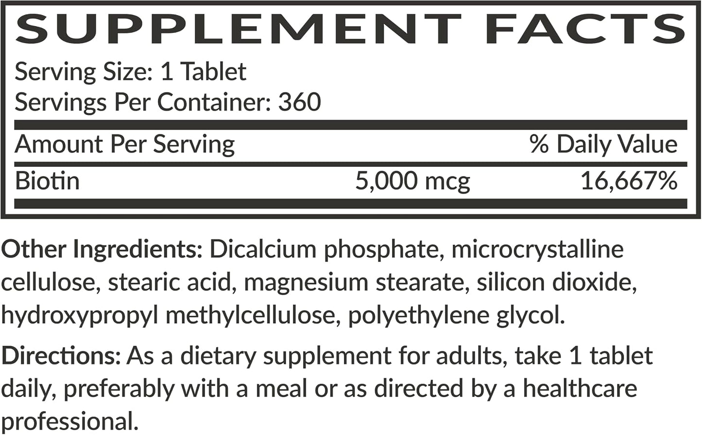 Futurebiotics Biotin 5000 MCG Supports Healthy Hair, Skin, Nails & Energy Production Non-GMO, 360 Vegetarian Tablets