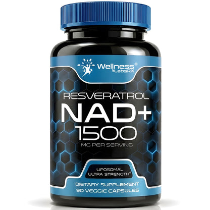 Wellness LABSRX Liposomal NAD Supplement, 1500mg - NAD Resveratrol Supplement for Women and Men, NAD+ Support Cellular Health, Energy & Anti Aging - 90 Count