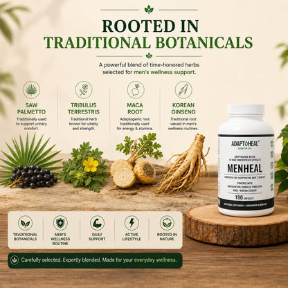 ADAPTOHEAL Menheal Prostate Support Saw Palmetto, Maca (180 Caps)
