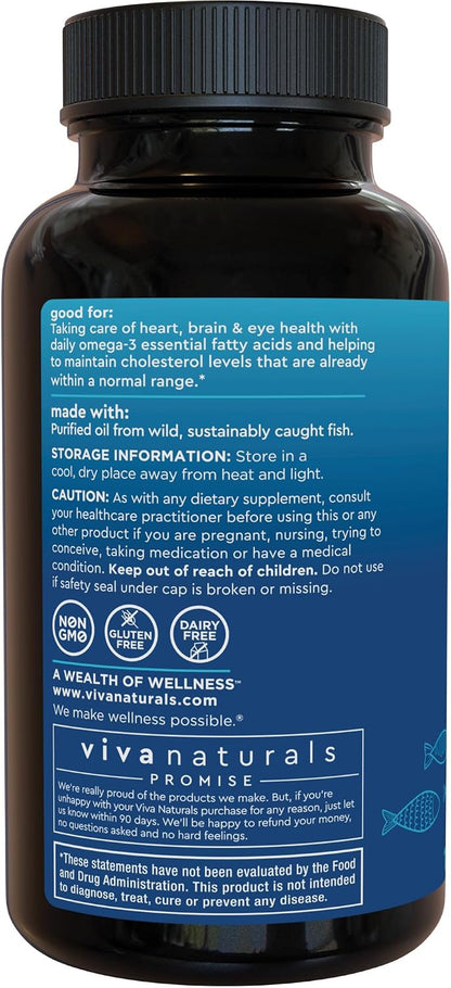 Omega 3 Fish Oil Supplement for Women and Men - 2500 mg Triple Strength Fish Oil per Serving with Omega 3 Fatty Acids Including EPA, DHA DPA - 180 Pescatarian-Friendly Softgels