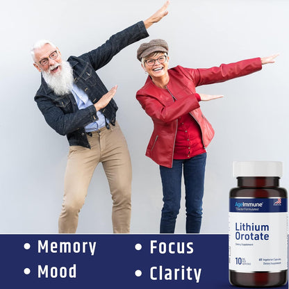 Lithium Orotate 10mg per Capsule - 60 Vegetarian Capsules. Memory and Emotional Wellness Support - Magnesium Stearate Free - 2 Months Supply of Lithium Supplement.