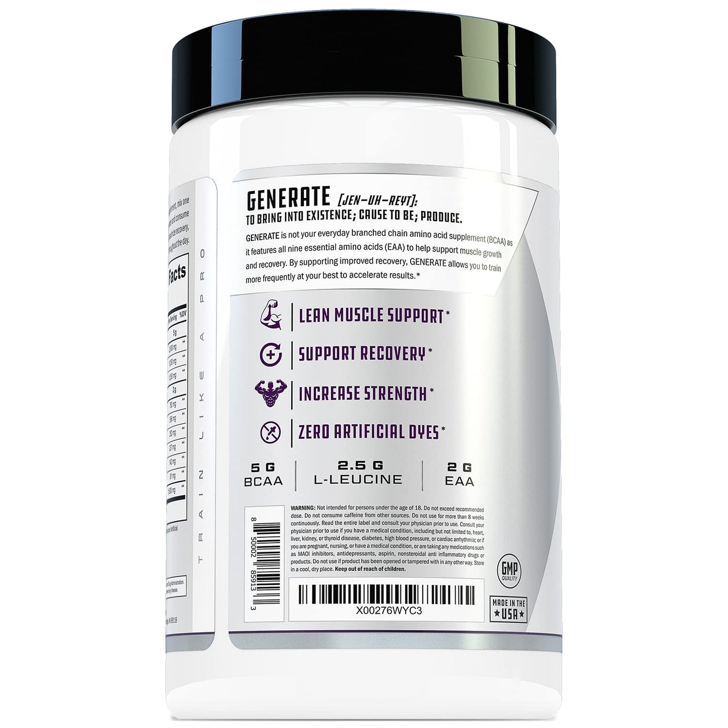 Cutler Nutrition Generate Sour Rainbow Candy BCAA EAA Powder, 30 Servings | 12.95 oz | 5g BCAAs and 2g EAAs per serving for post-workout recovery, hydration, lean muscle support and protein synthesis