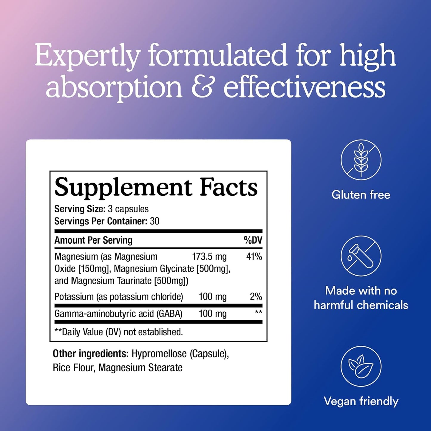 MitoQ Triple Magnesium Complex - Magnesium Glycinate, Taurinate, and Oxide with GABA for Heart Health, Stress Management, and Deeper Sleep - High Absorption Relaxation Supplement (90 Capsules)