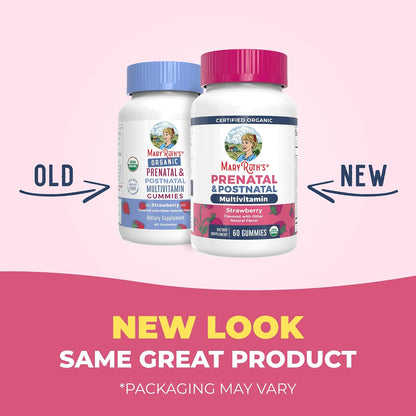 MARYRUTH'S Organics Prenatal Vitamins for Women | USDA Organic Prenatal Gummies | Postnatal Vitamins for Women Breastfeeding | Methylfolate 800 mcg DFE | Iodine | Vegan | Non GMO | 30 Servings