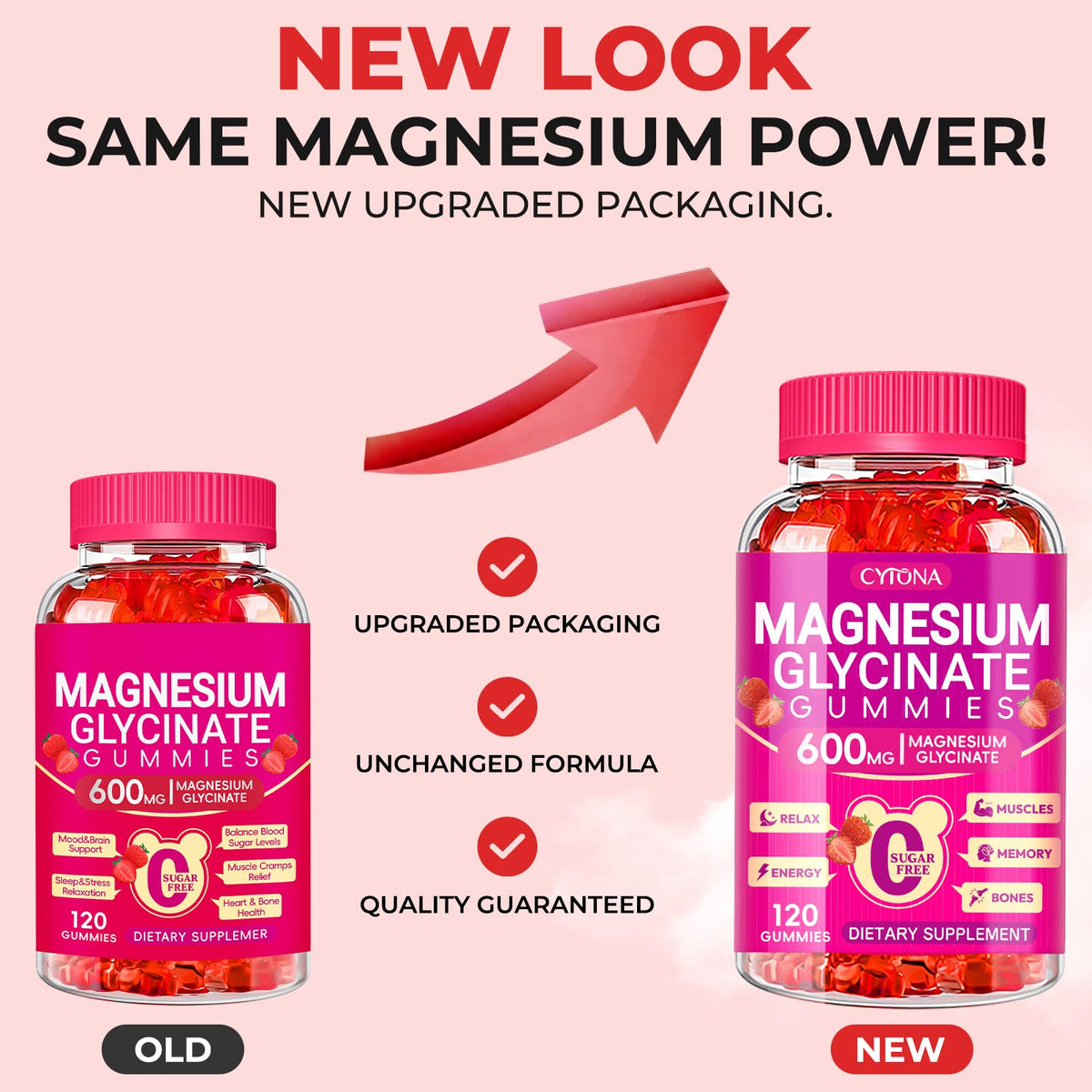 Magnesium Glycinate Gummies 600mg, Sugar Free Magnesium Gummies for Adults