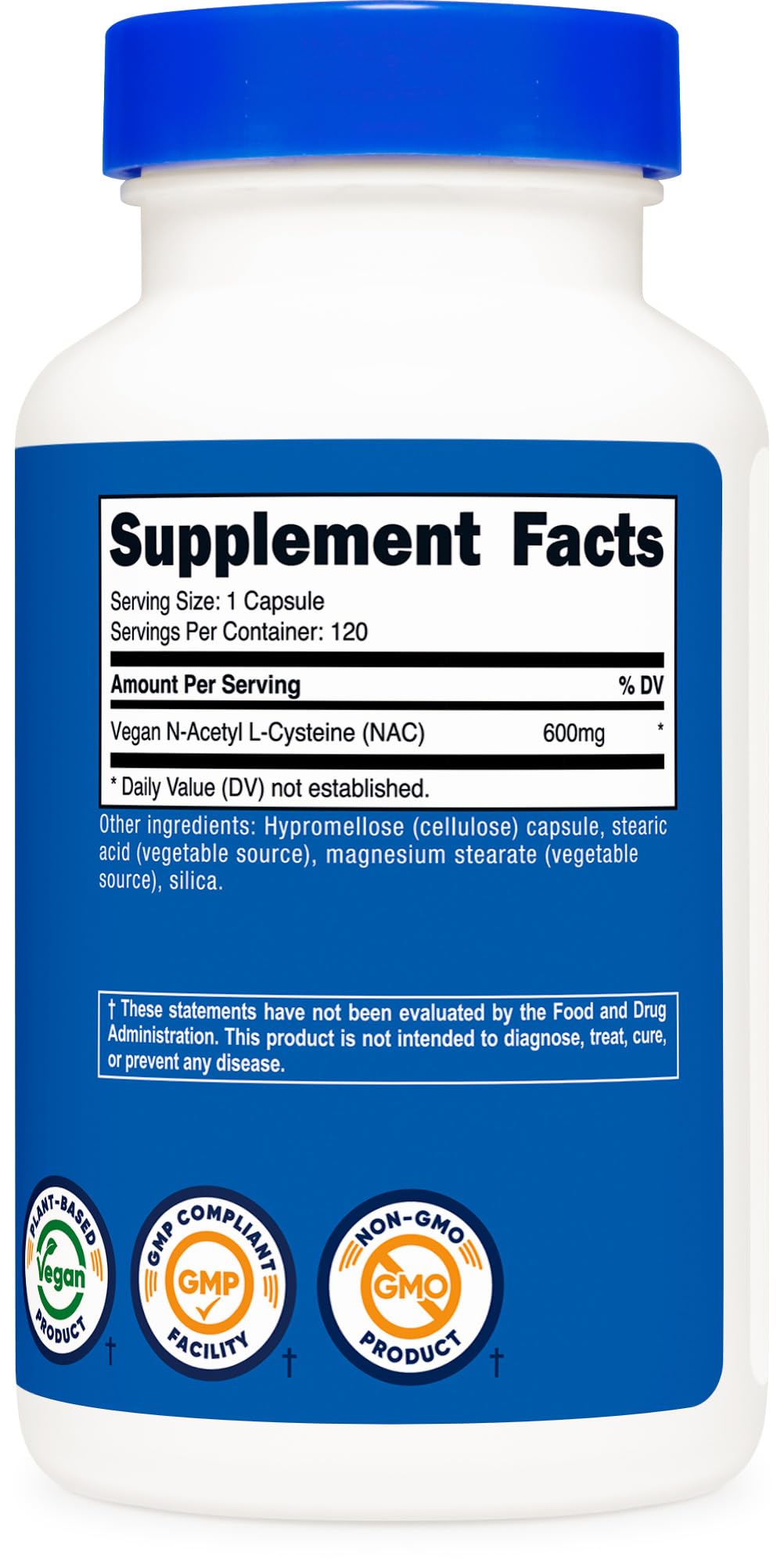Nutricost N-Acetyl L-Cysteine (NAC) 600mg, 180 Capsules | GMO-Free And Gluten Free