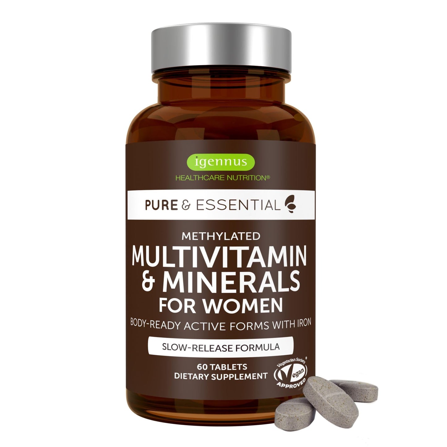 Igennus Methylated Multivitamin for Men with 22 Actives, 60 Tablets | Lycopene for Antioxidant Support, High Potency B12, Sustained Release, Pure & Clean, Non-GMO & Halal