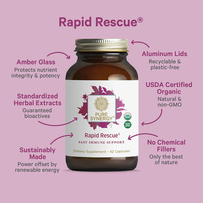 PURE SYNERGY Immediate Immune Support Bundle | Organic Vitamin C Supplement | Zinc Supplement Made with Whole Foods | Rapid Herbal Formula with Echinacea Extract | Non-GMO and Organic Ingredients