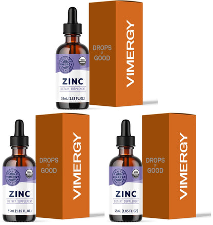 VIMERGY USDA Organic Zinc Supplements for Women & Men (7.5mg Liquid Zinc Per Serving) Fast-Absorbing Immune Support, Promotes Healthy Bones & Skin, Vegan, Up to 57 Servings (115 mL)